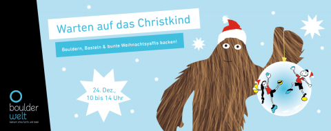 Warten auf das Christkind in der Boulderwelt München West mit Bouldern, Basteln und große Yaffis backen