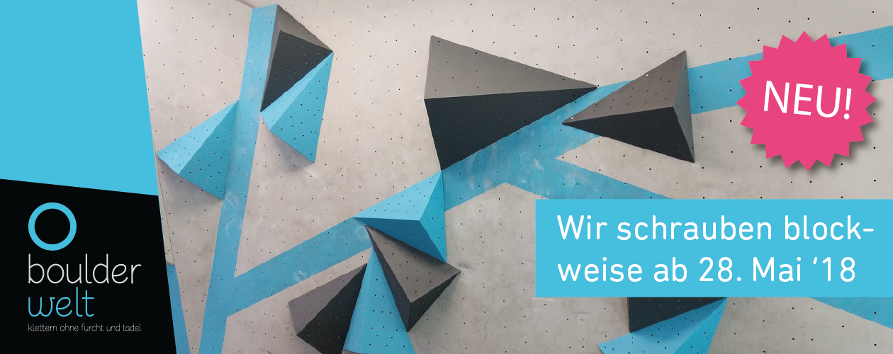 Ab dem 28. Mai 2018 passt die Boulderwelt München West ihr Umschraubsystem im Parcoursbereich an.