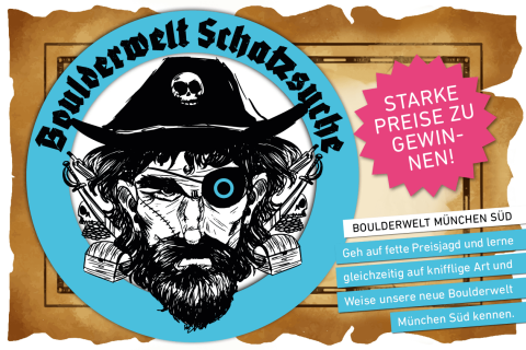 Gewinne eine Jahreskarte bei der Boulderwelt Schatzsuche in der Boulderwelt München Süd