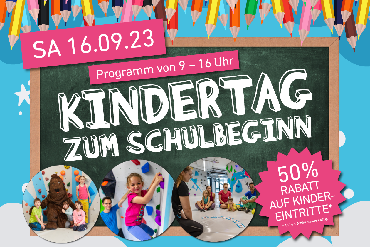 Kindertag zum Schulbeginn am Samstag, 16.09. in der Boulderwelt München West