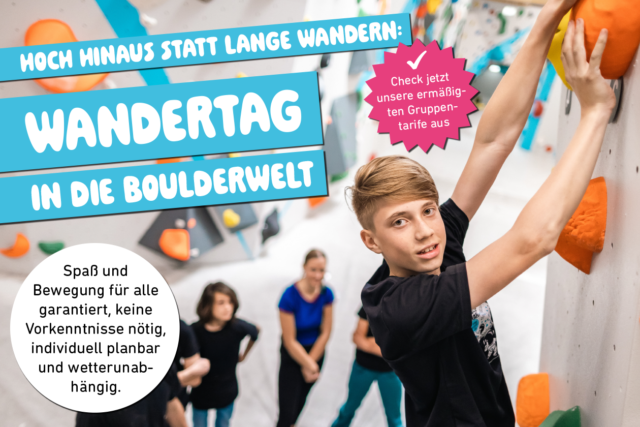 Wandertage und Schulausflüge in der Boulderwelt München West in Freiham für Klassen und Kindergärten